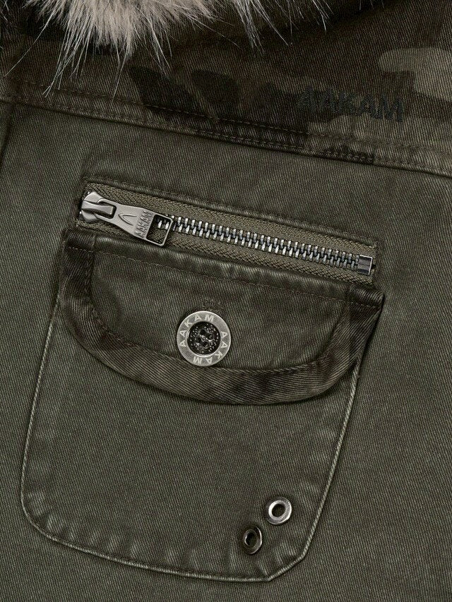 【AAKAM】Fur Camo Contrast Jacket