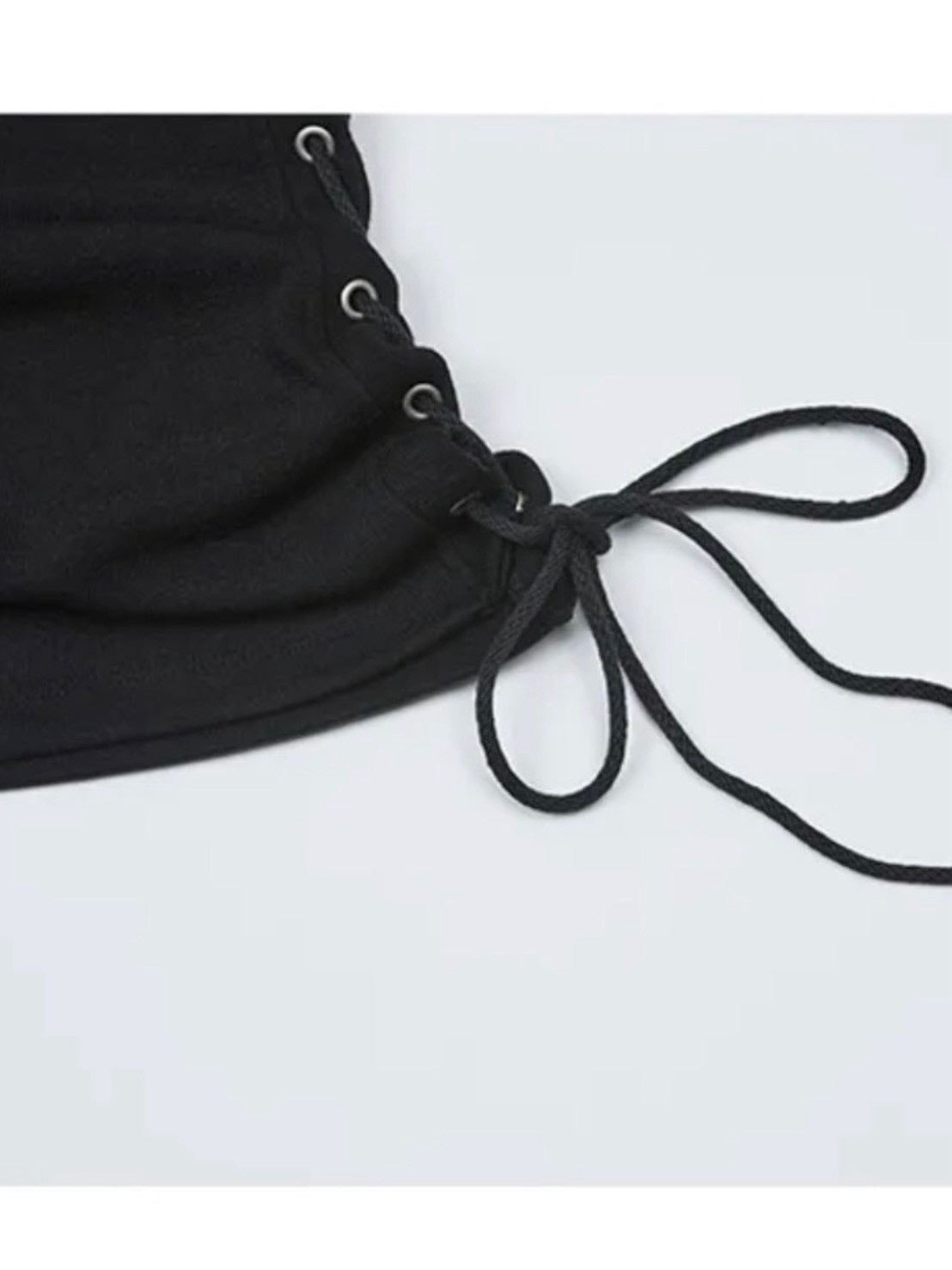 【NOT KNOWING】Fur Off Shoulder Lace Up Top