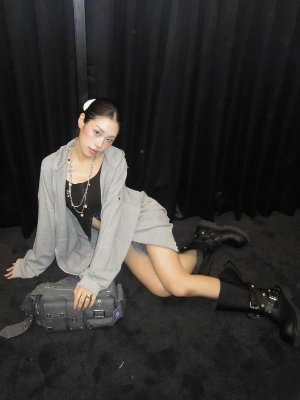 【BLACK PURPLE】 Crease Wide Boots