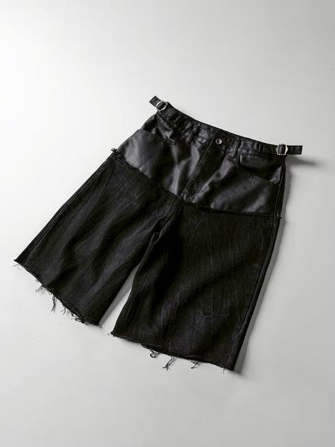 【roaringrad】Layered Carbon Bermuda Denim Pants