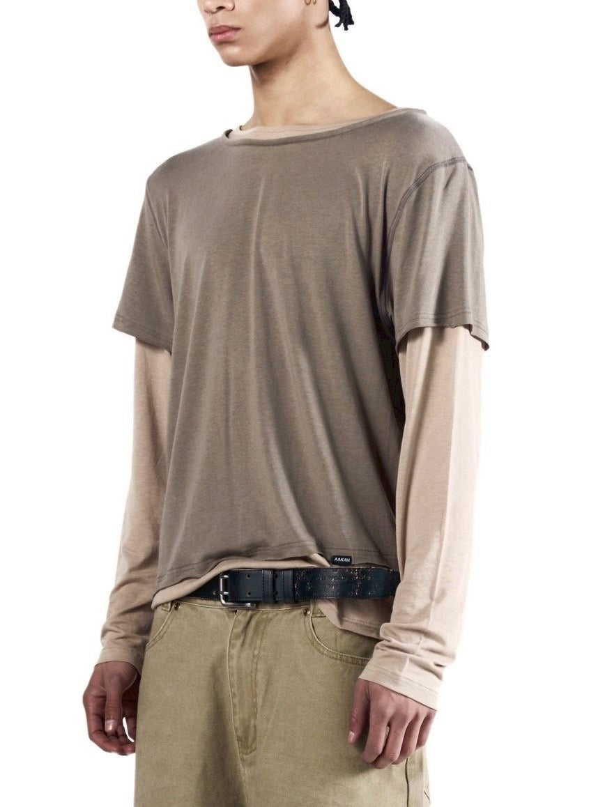 【AAKAM】Contrast Layered Long Sleeve