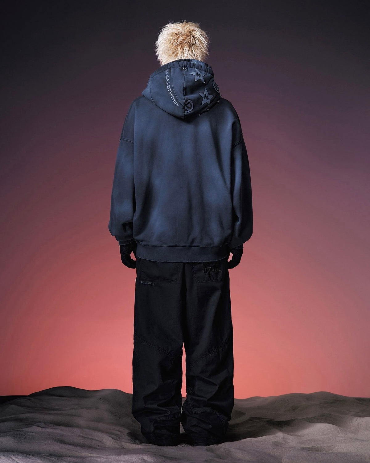 【NOMANUAL】AAPE X NMNL DOUBLE HOODED ZIP-UP(BLACK)