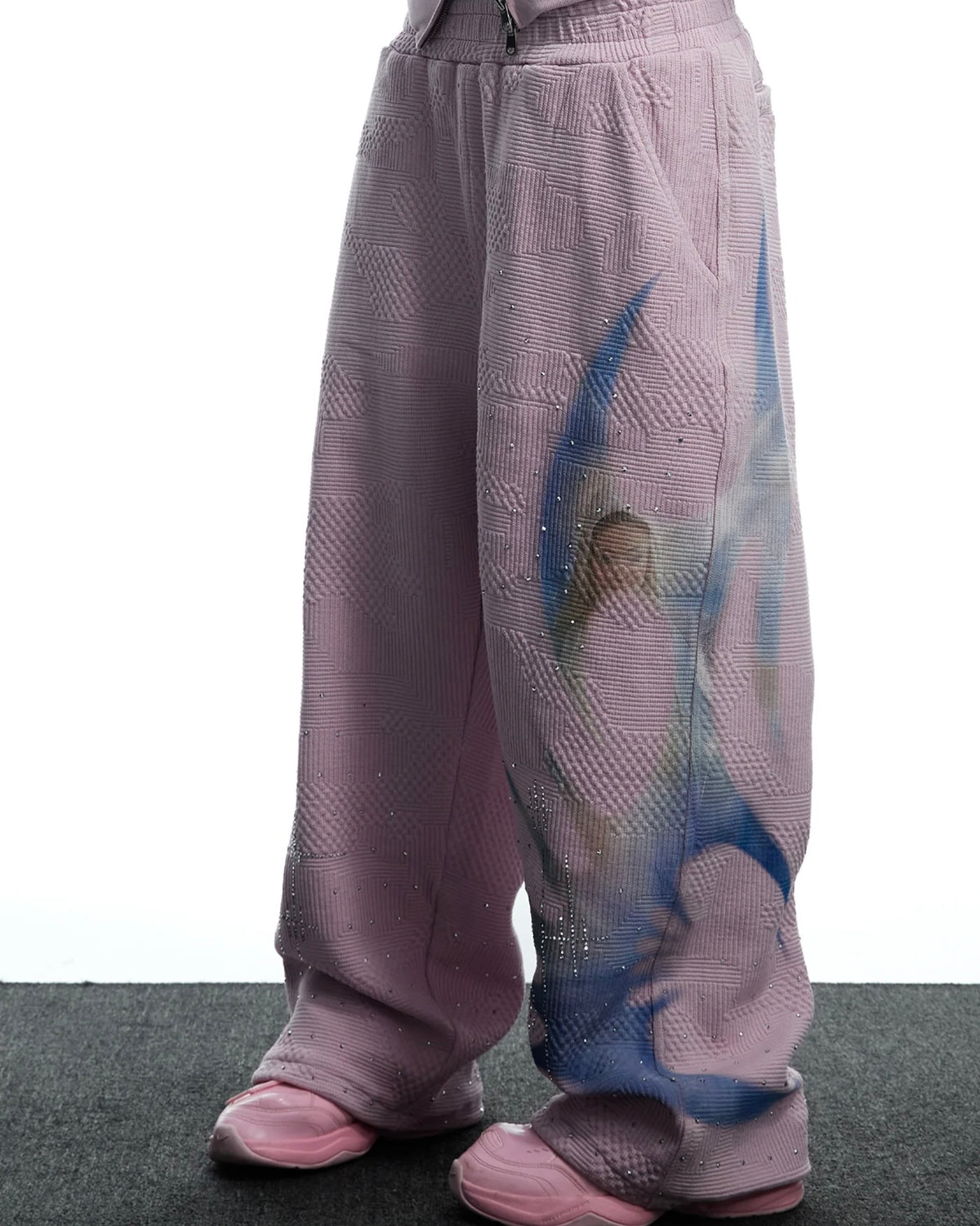 【DND4DES】Virgin Mary Rhinestone Double Waist Sweatpants