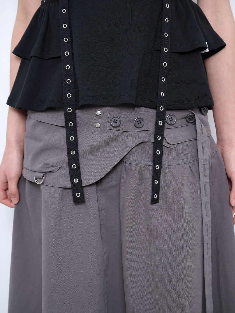 6/8 21:00発売【TUOMIO】WASHED BELT BAG SKIRT