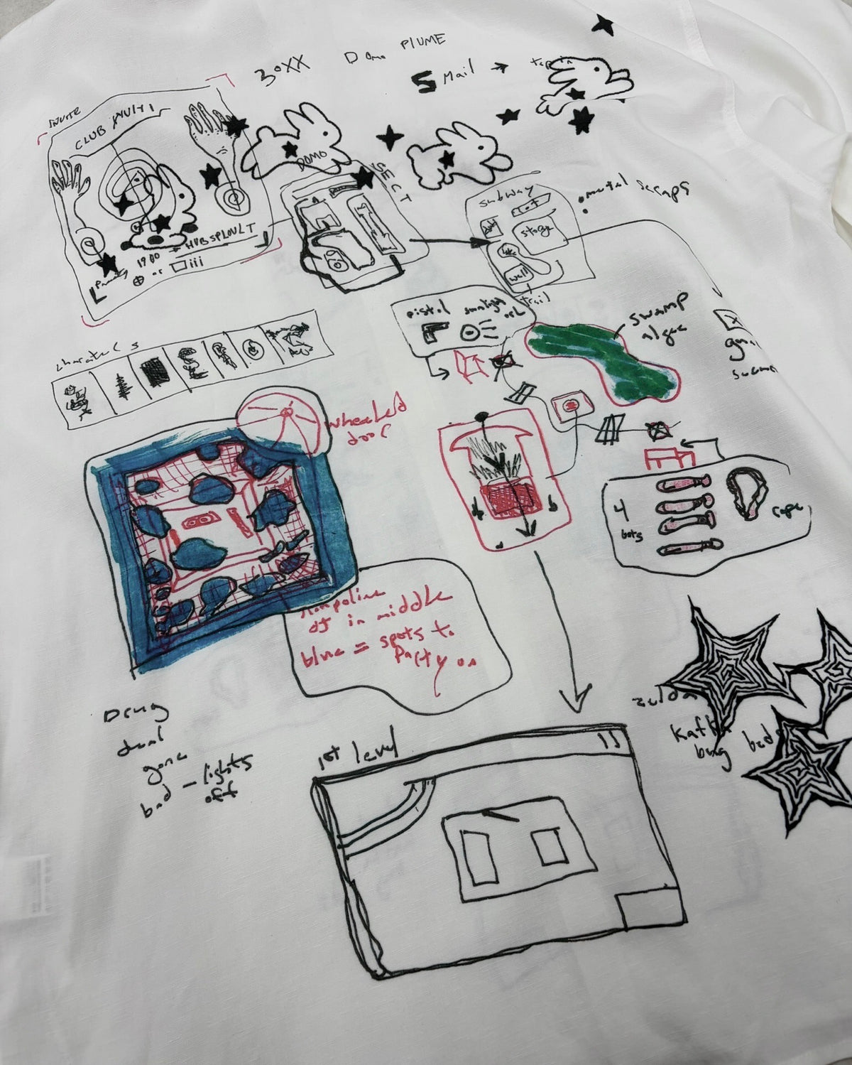 9/18 20:00 発売 国際配送【Nerd out XU】Art Print Layered Button-Up Shirt