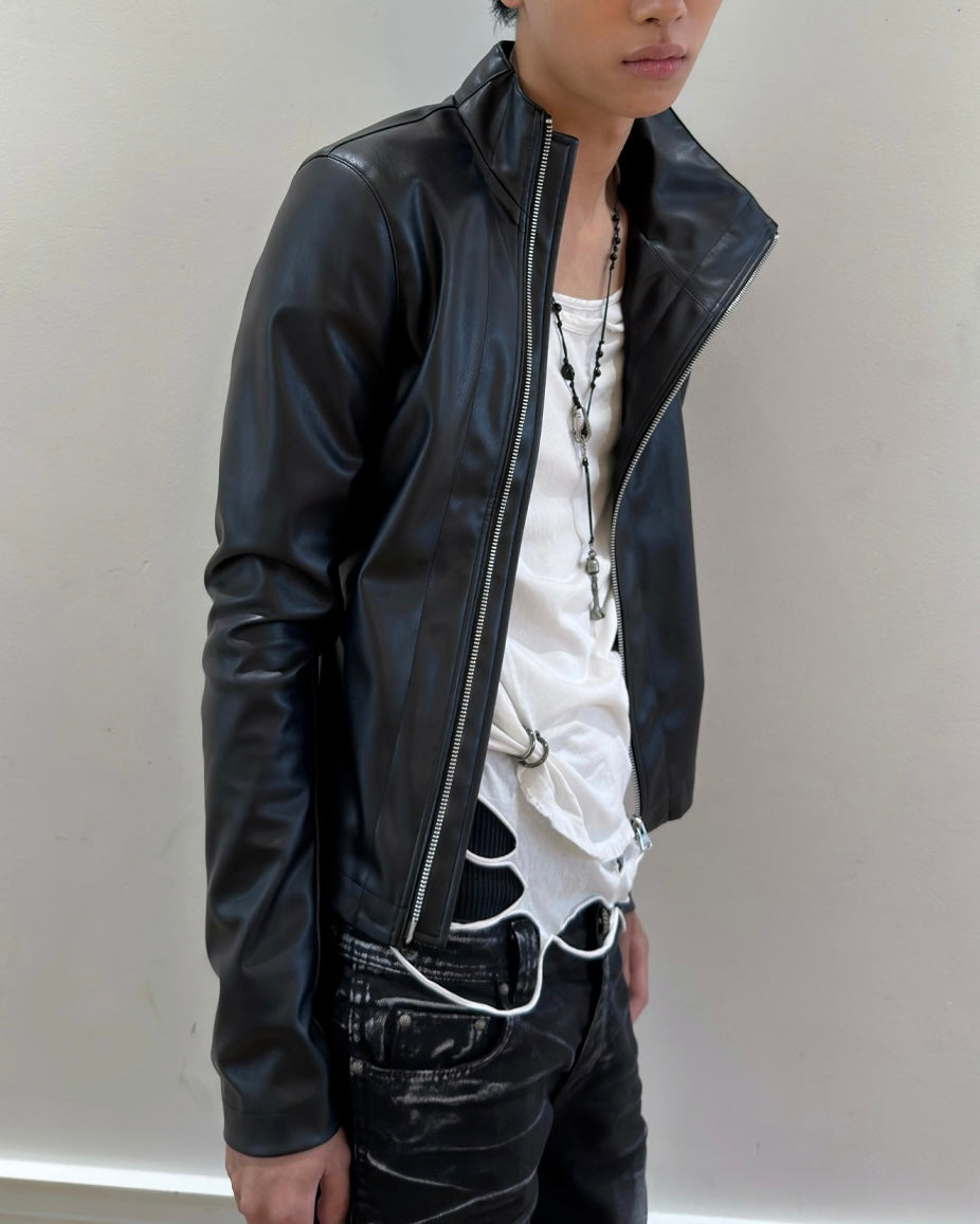 【LECYTO】Offset Leather Jacket