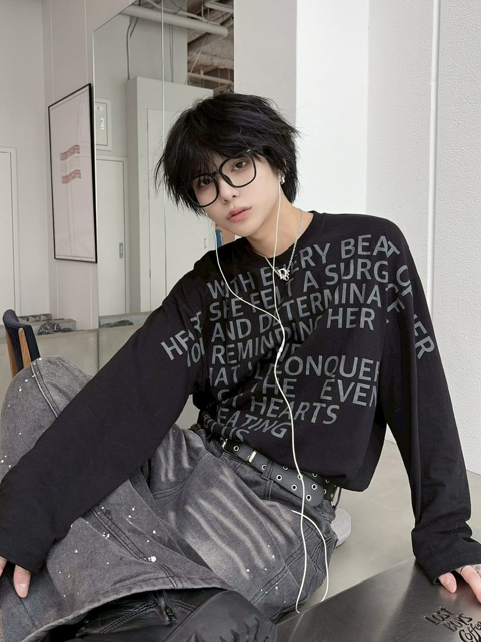 受注制【LUV CODE】lettering long sleeve tee (3color)