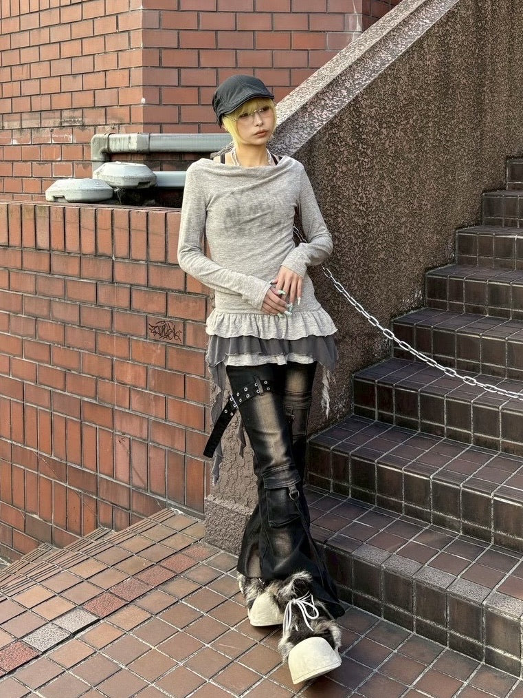 【Never mind the XU】layered long sleeve (2color)