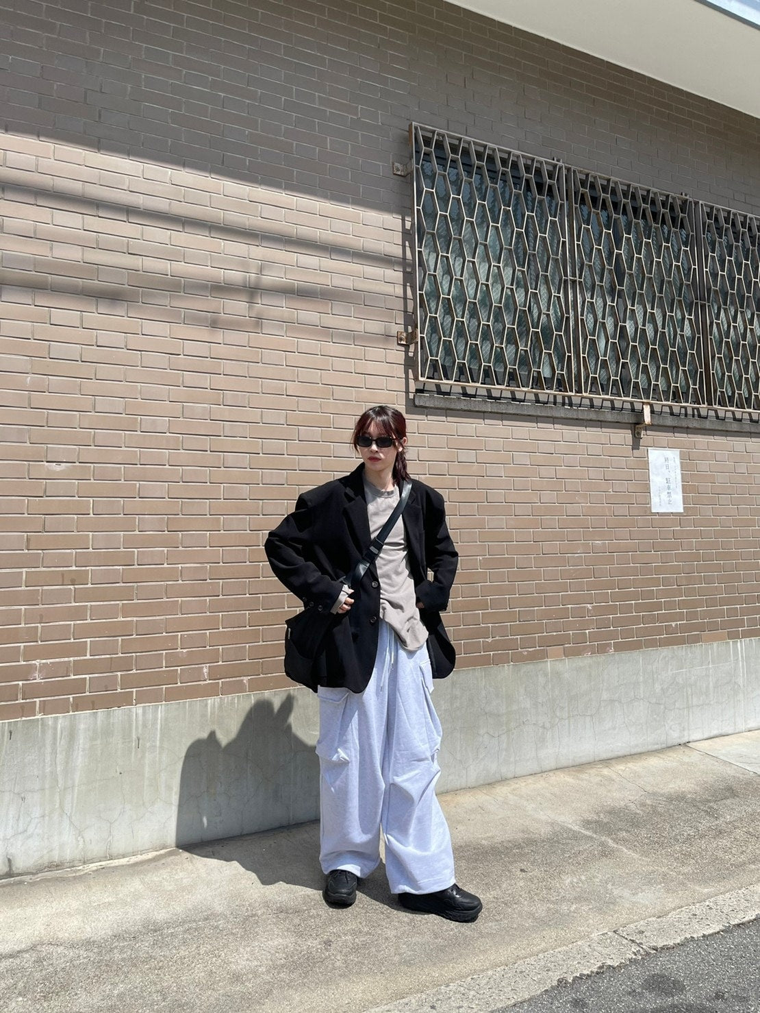 【Chikashitsu +】oversized sweat cargo pants (2color)