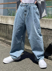 【Chikashitsu +】wide tuck denim pants (2color)