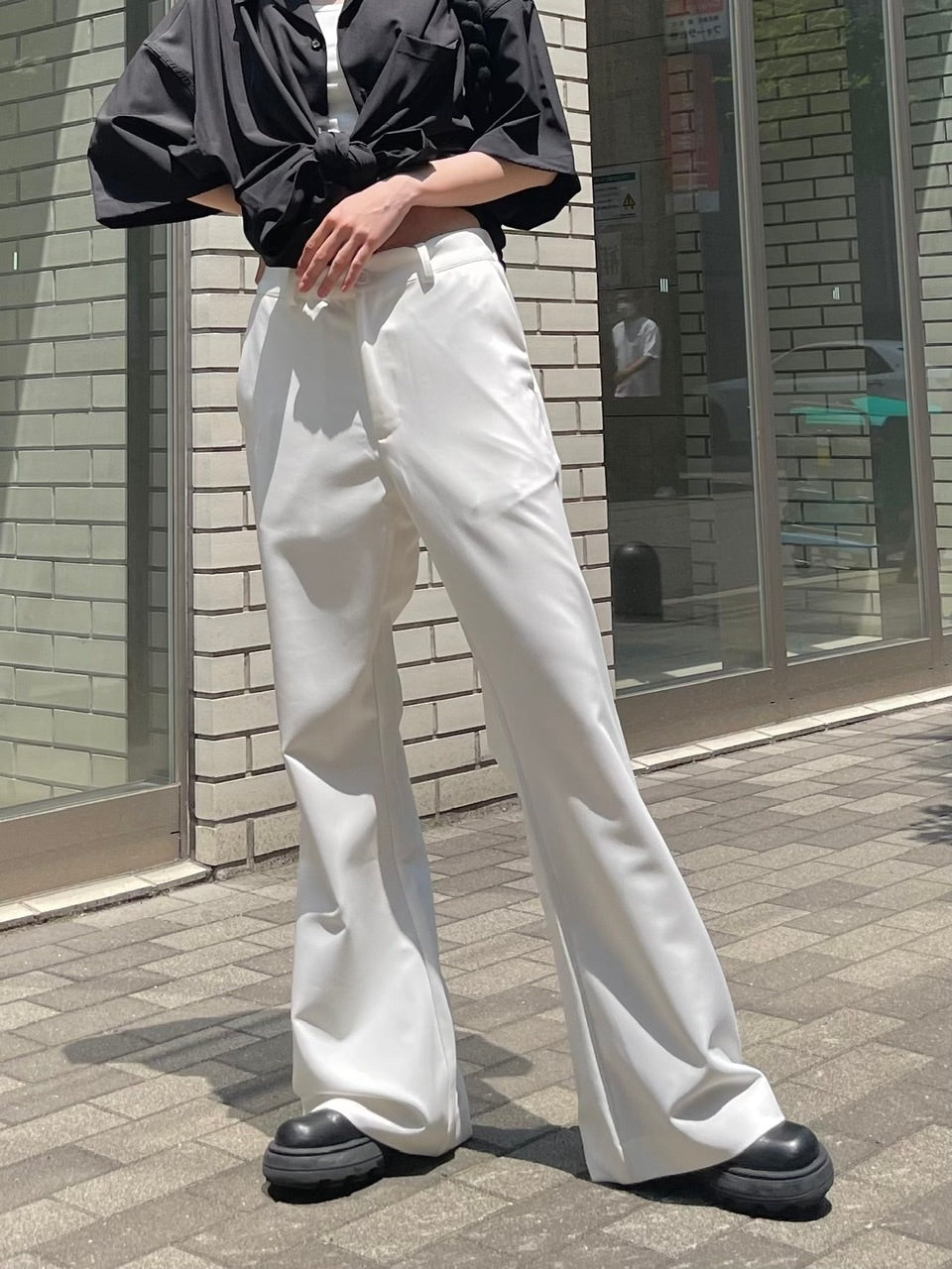 【Chikashitsu + ORIGINAL】full length flare slacks (2color)