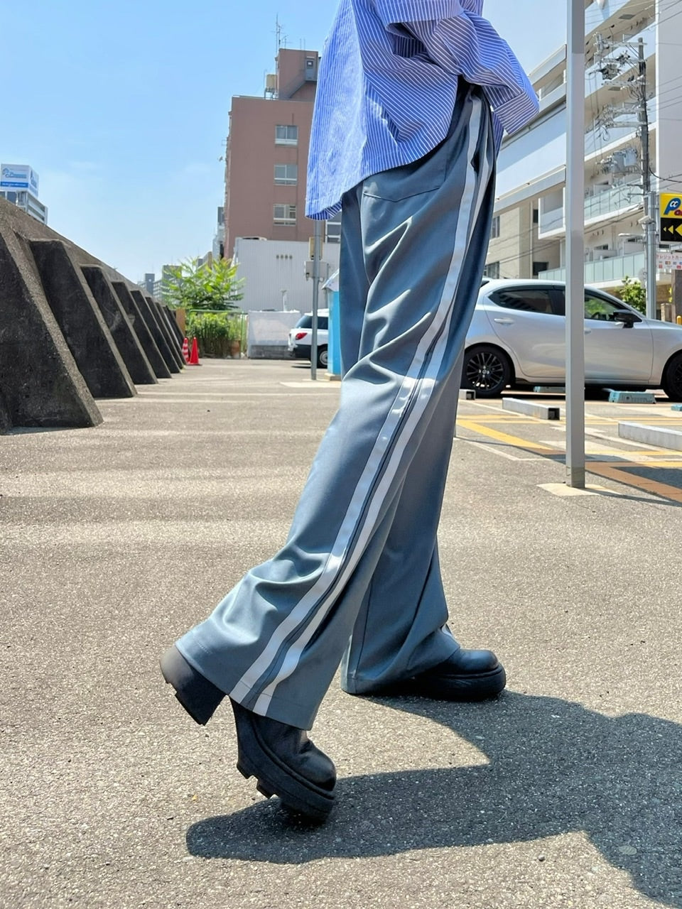 受注制【Chikashitsu +】side line slacks (3color)