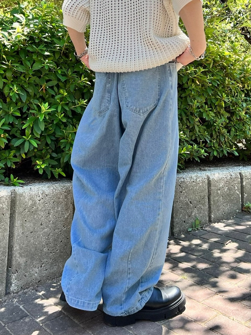 受注制【Chikashitsu +】super wide denim pants (4color)
