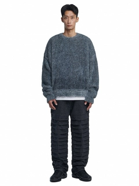 【NOMANUAL】CROPPED HAIRY KNIT (15color) / 【ノーマニュアル】クロップドヘアリー長袖ニット