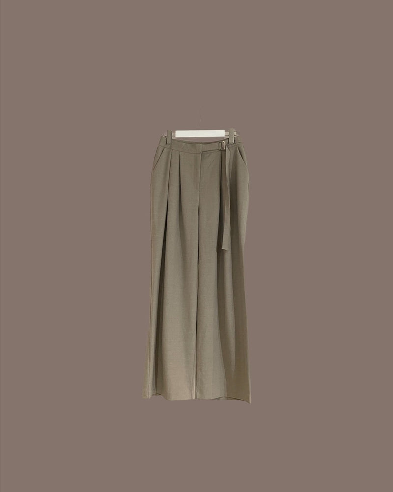 【Chikashitsu +】waist belt tuck slacks (3color)