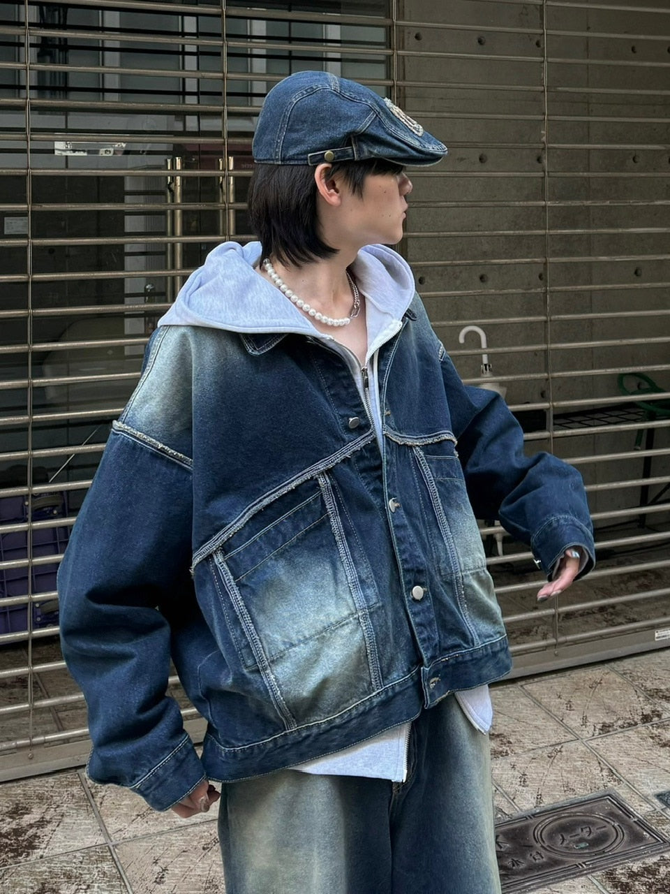 受注制【Chikashitsu +】vintage wash denim jacket (2color)