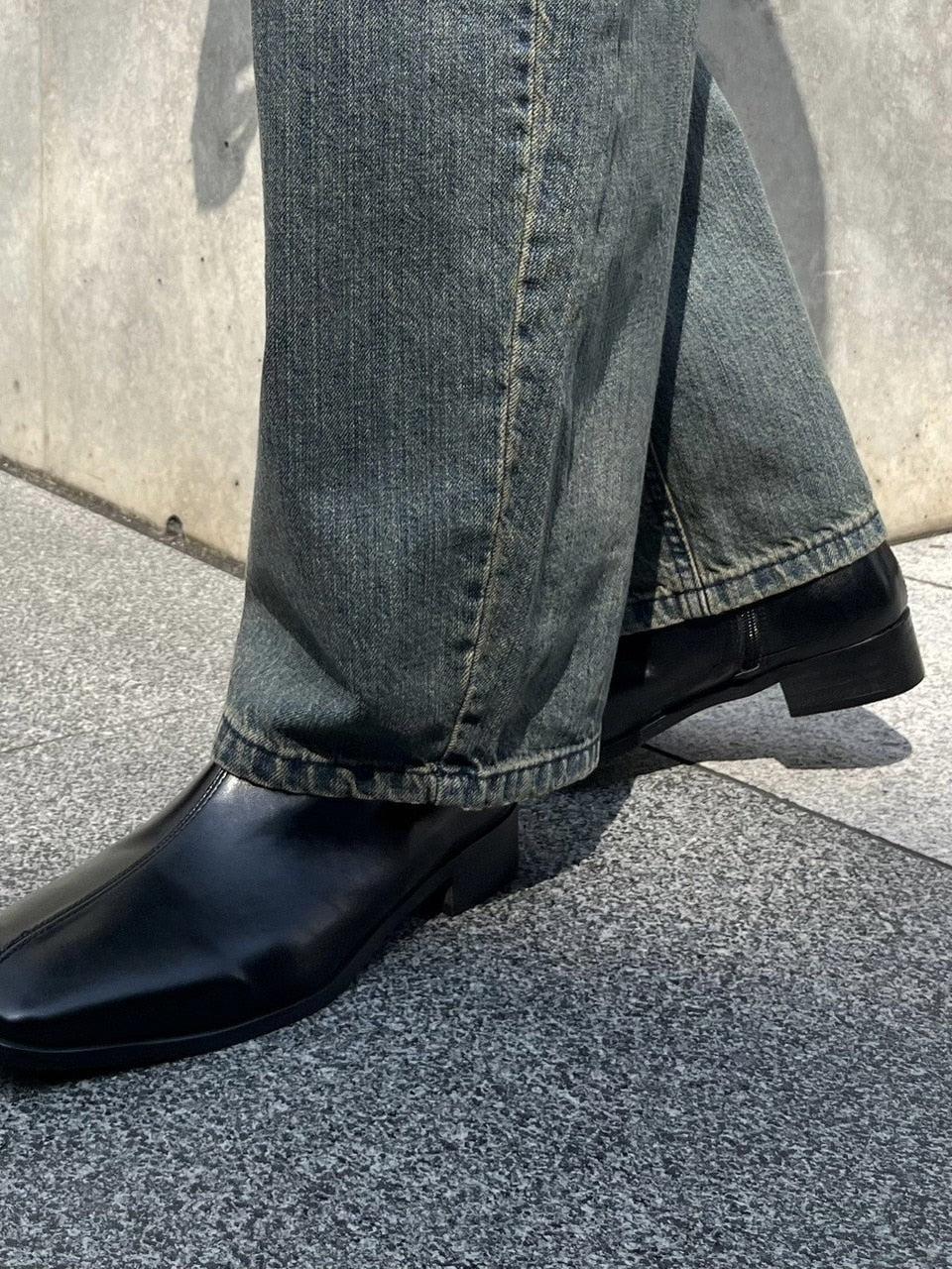 受注制【Chikashitsu +】vintage wash semi wide denim pants / 【チカシツプラス】ヴィンテージウォッシュセミワイドデニムパンツ