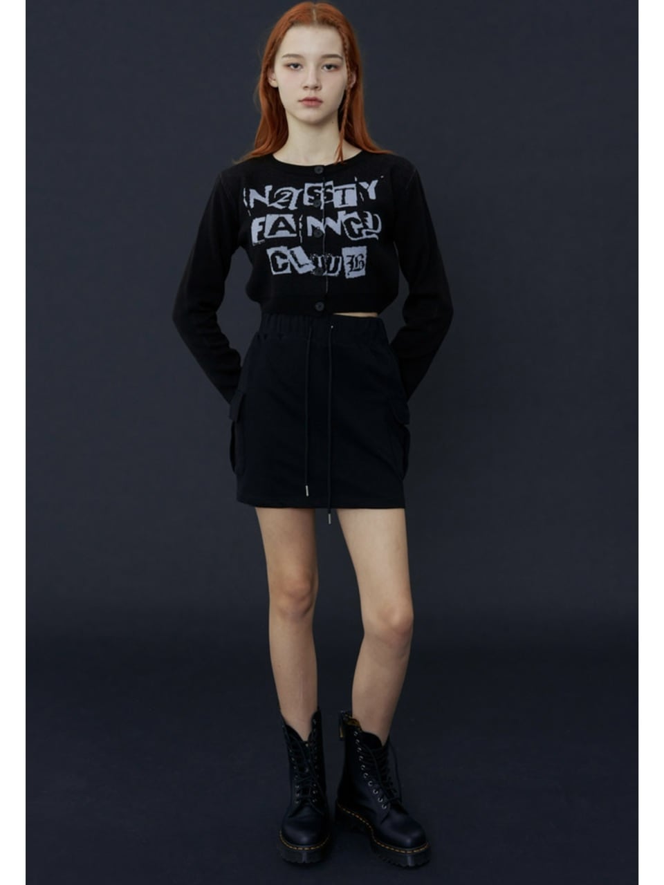 【FANCY CLUB】FANCY STAMP CROP CARDIGAN