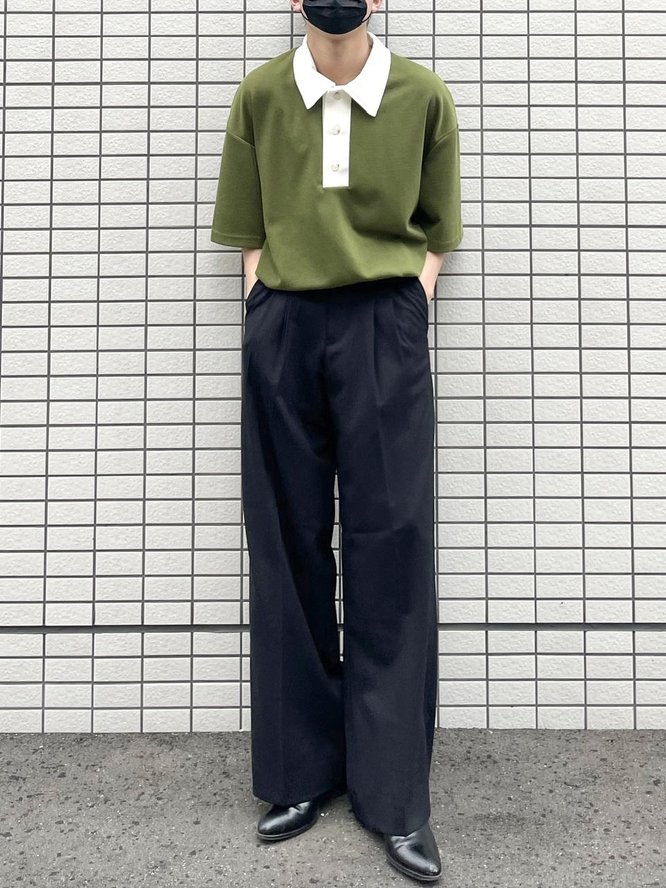 受注制【RENOL】bi-color collar tee (2color)