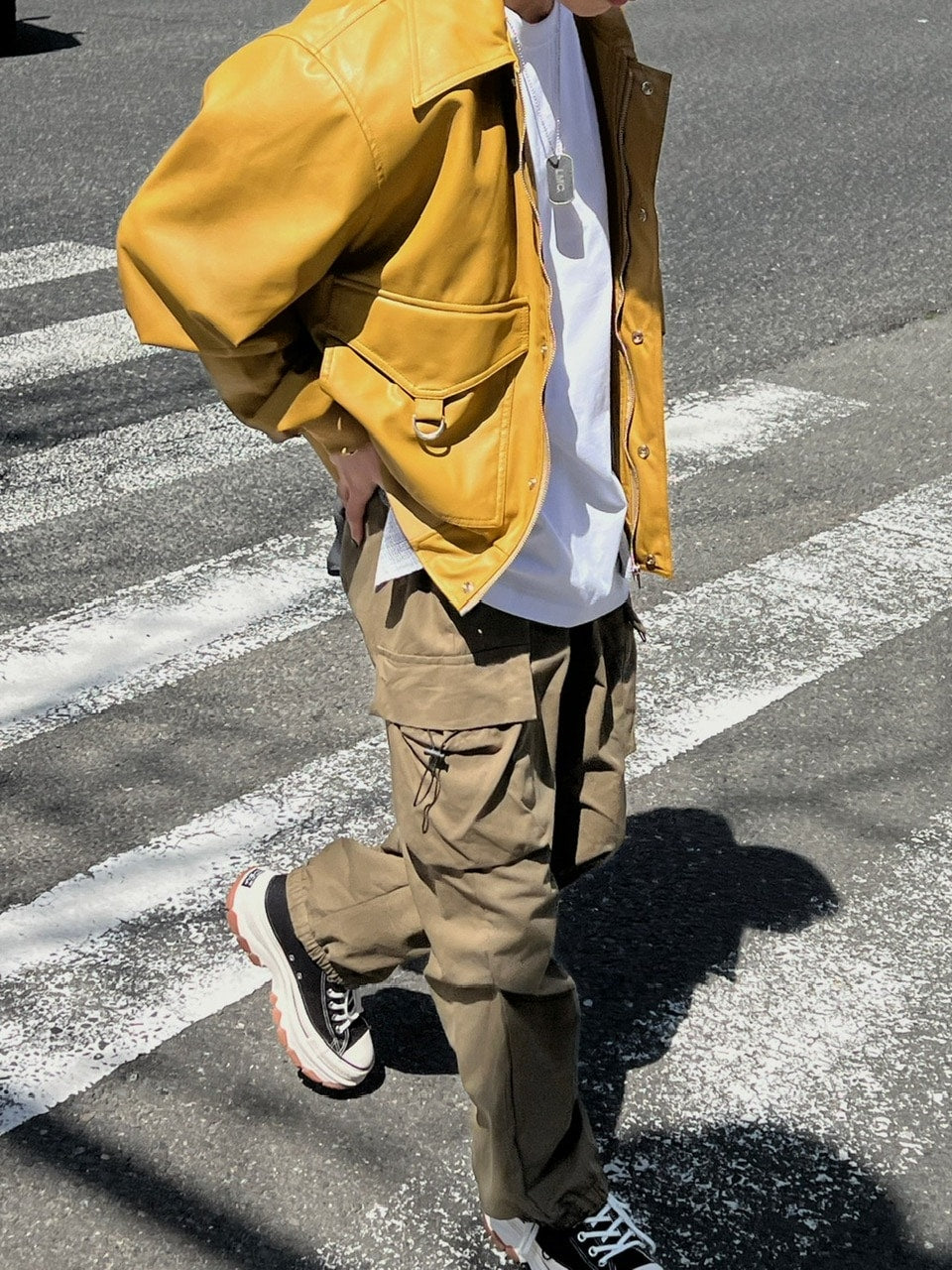 大阪店WEB限定【Chikashitsu +】double pocket leather jumper (3color)