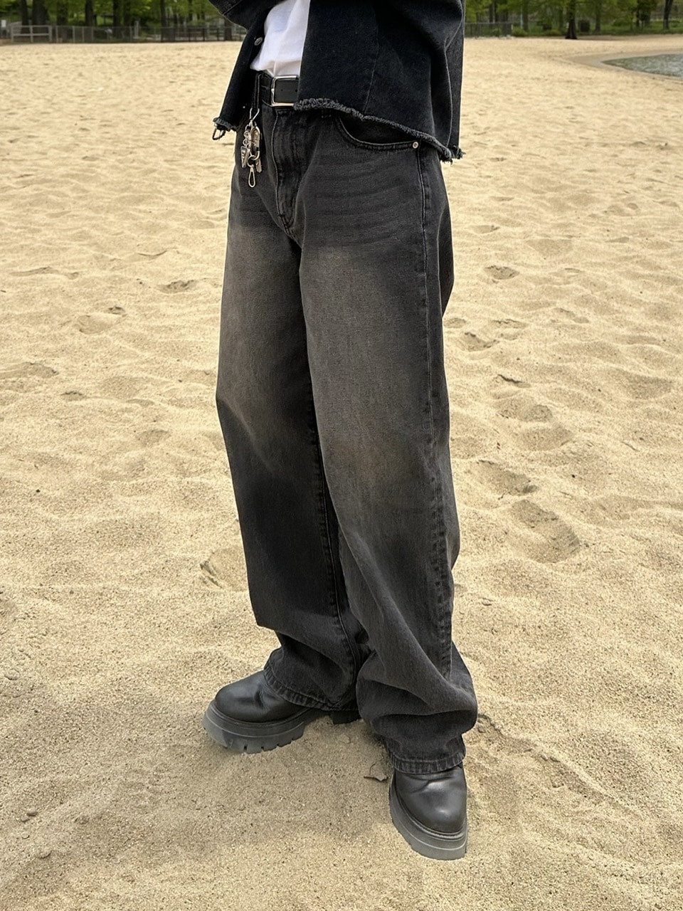 大阪店WEB限定受注制【Chikashitsu +】vintage color wash wide denim pants (3color)