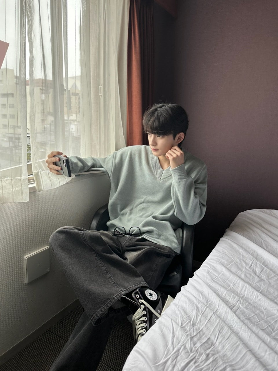 大阪店WEB限定【Chikashitsu +】basic v neck knit (4color)