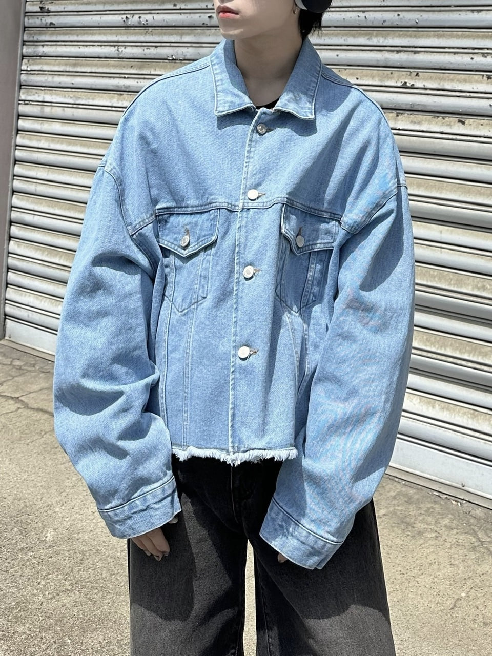 大阪店WEB限定受注制【Chikashitsu +】cutting cropped denim jacket