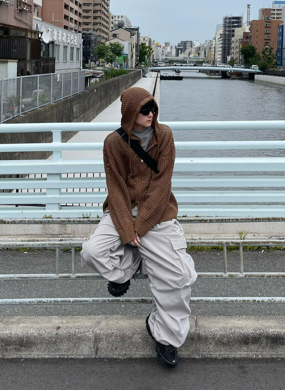 受注制【Chikashitsu +】oversized gather cargo pants (3color
