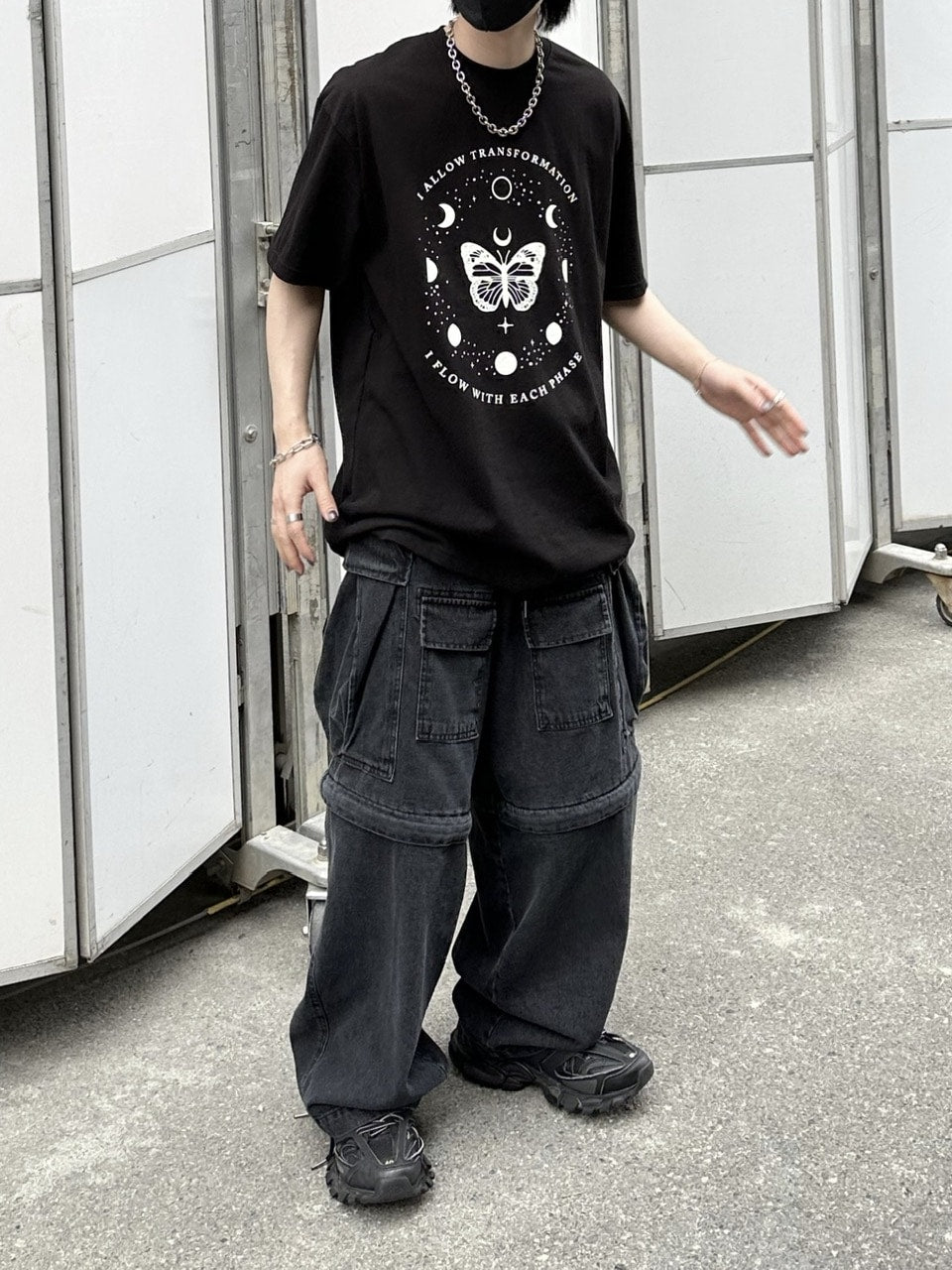受注制【Chikashitsu +】2way heavy pocket denim cargo pants (2color)