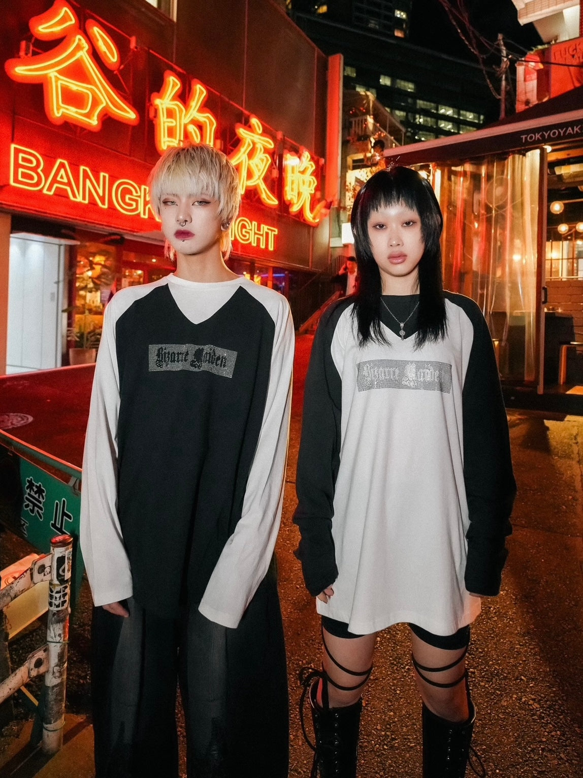 【Bizarre Maiden】rhinestone logo raglan tee (2color) / 【ビザールメイデン】ラインストーンロゴラグラン長袖Tシャツ