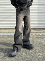 【Chikashitsu +】vintage wash bootscut denim pants (2color)