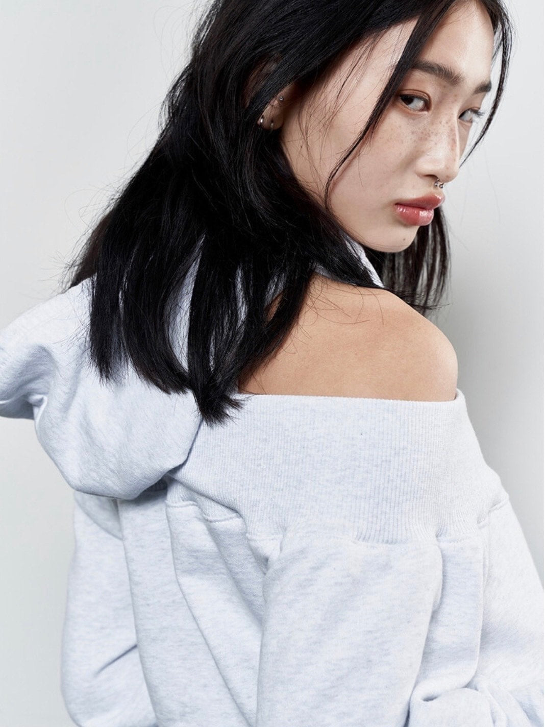 【NOT KNOWING】Open Shoulder Zip Up Hoodie / 【ノットノーイング】オープンショルダージップアップパーカー