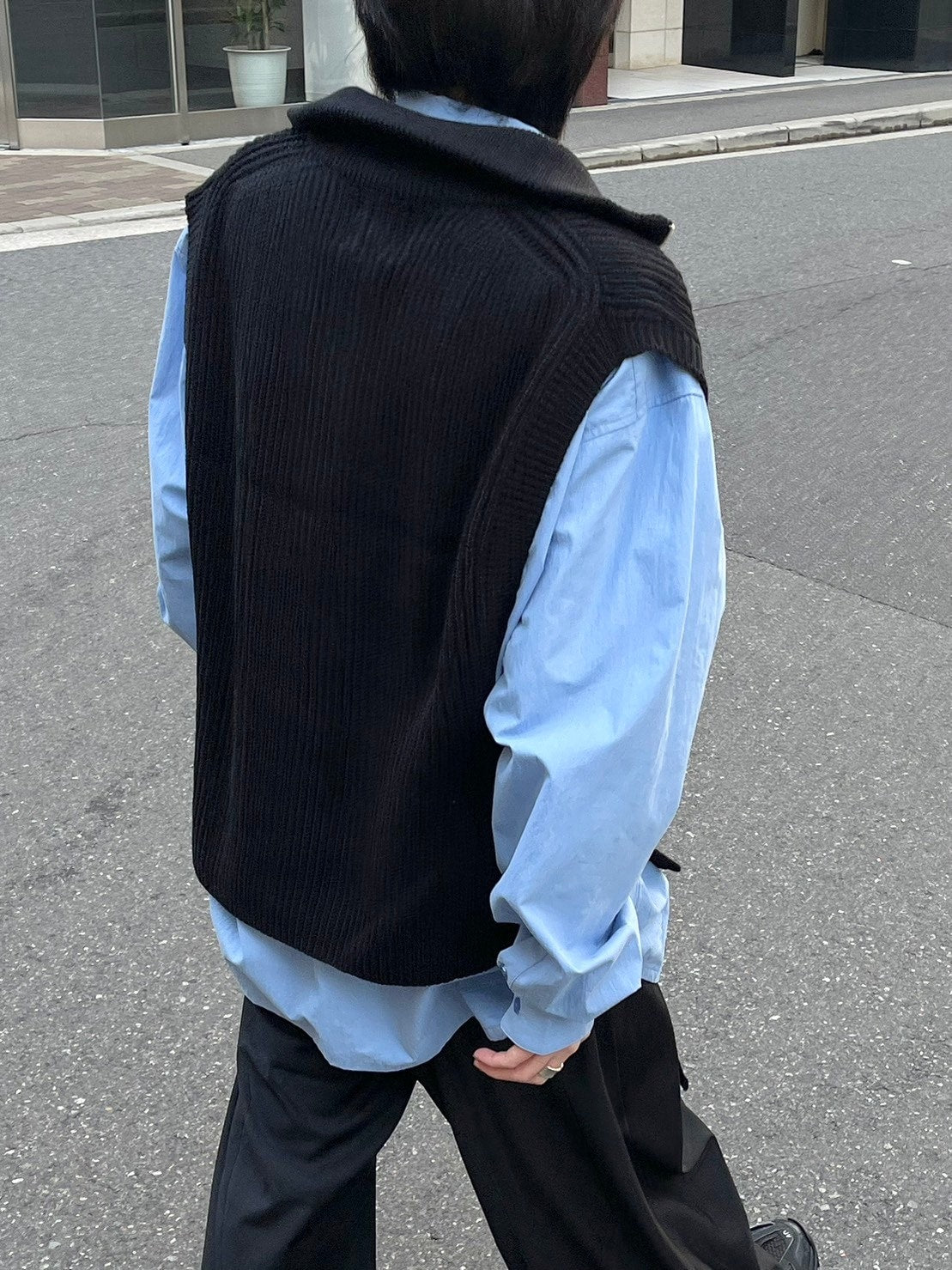 【Chikashitsu +】half zip design vest (3color)