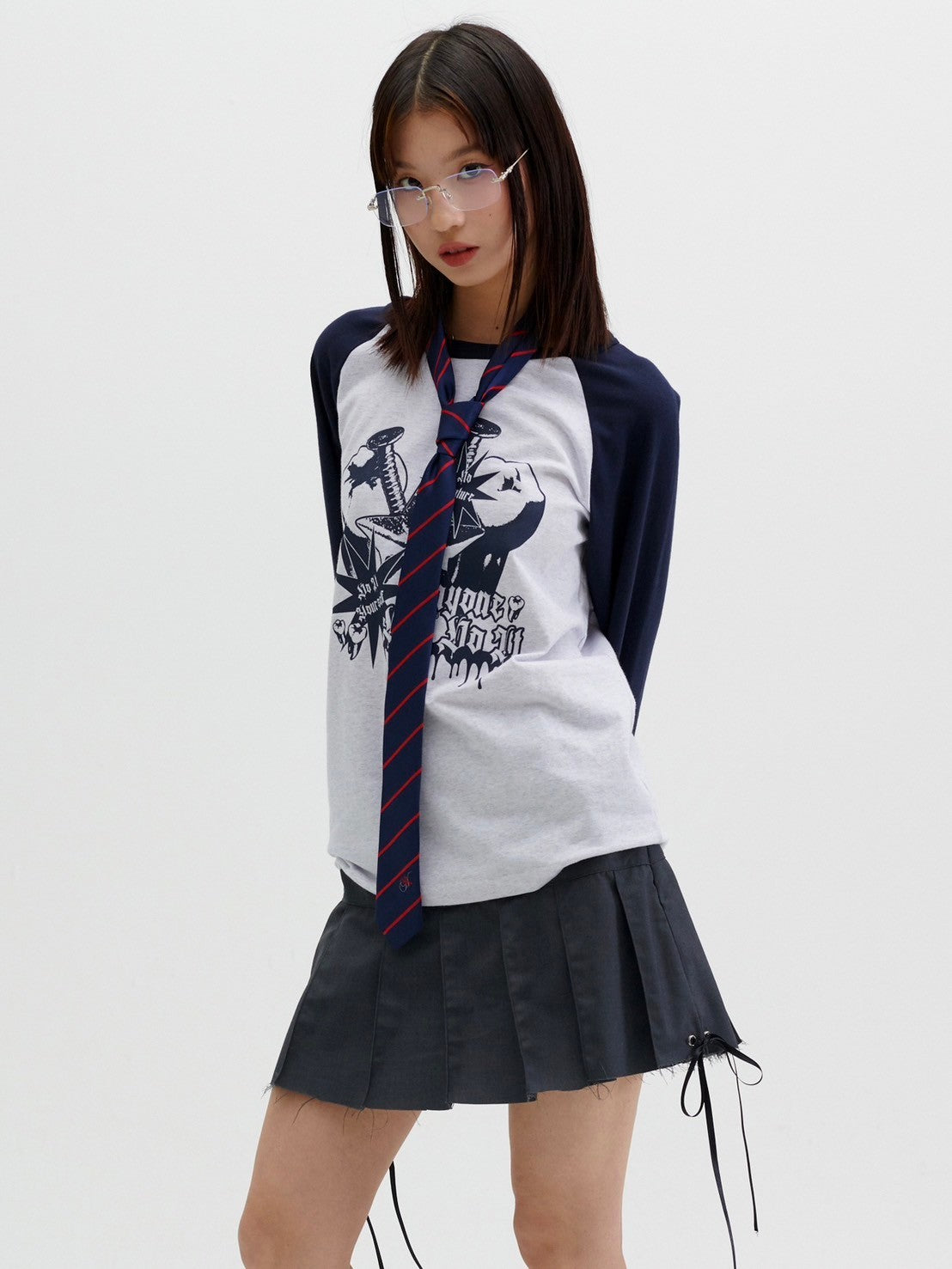 【runningHIGH】CUT OFF PLEATED MINI SKIRT