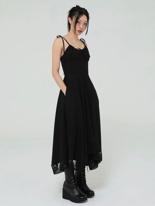 【Uglyshadow】LACE RIBBON SLEEVELESS DRESS