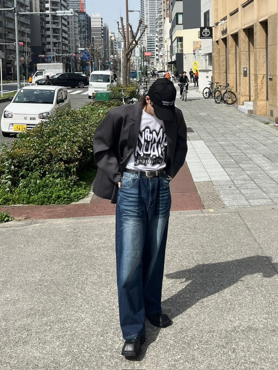 【Chikashitsu +】design washing wide denim pants (2color) / 【チカシツプラス】デザインウォッシングワイドデニムパンツ