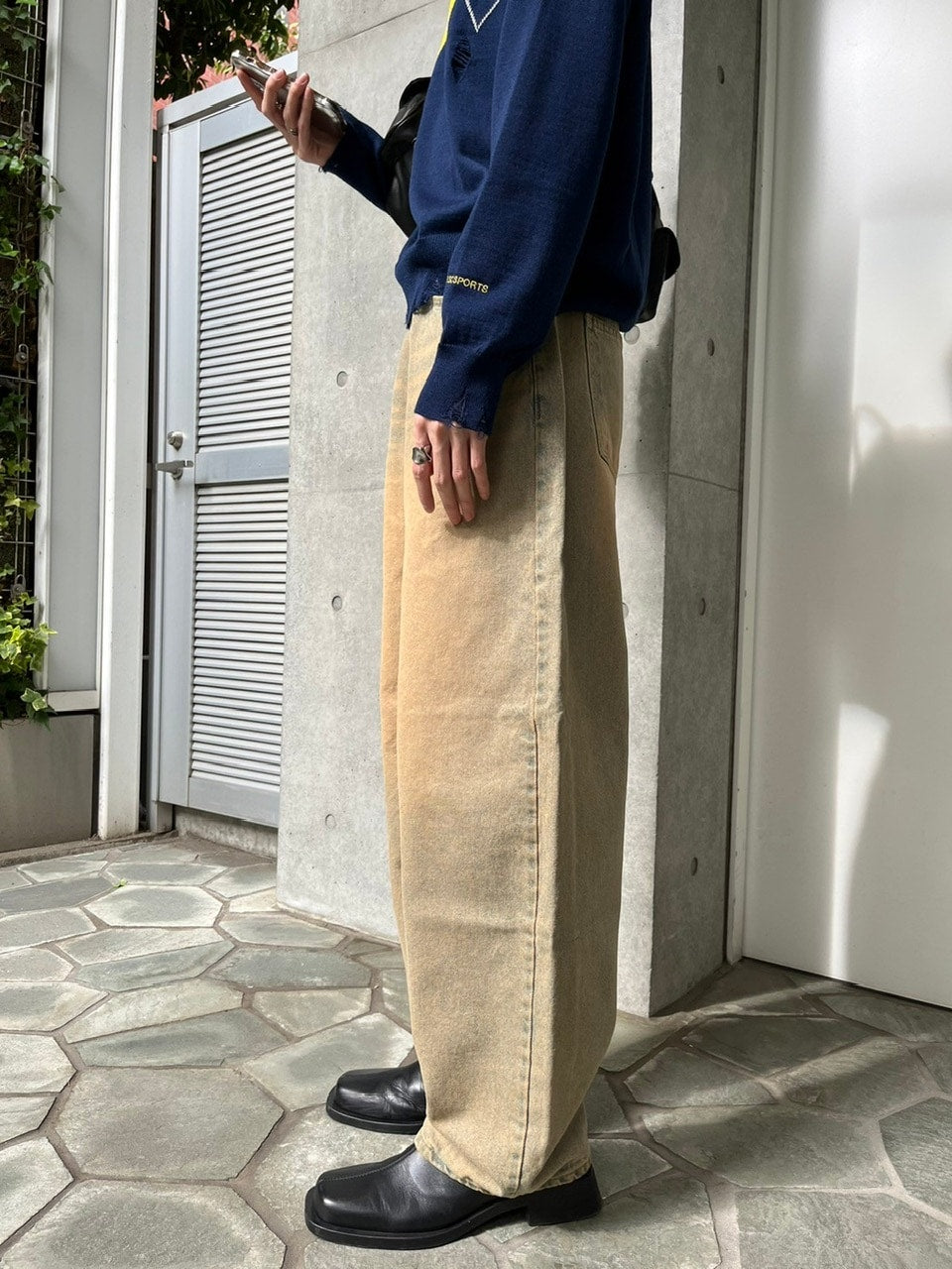 【Chikashitsu +】vintage wash semi wide denim pants 3 / 【チカシツプラス】ヴィンテージウォッシュセミワイドデニムパンツ