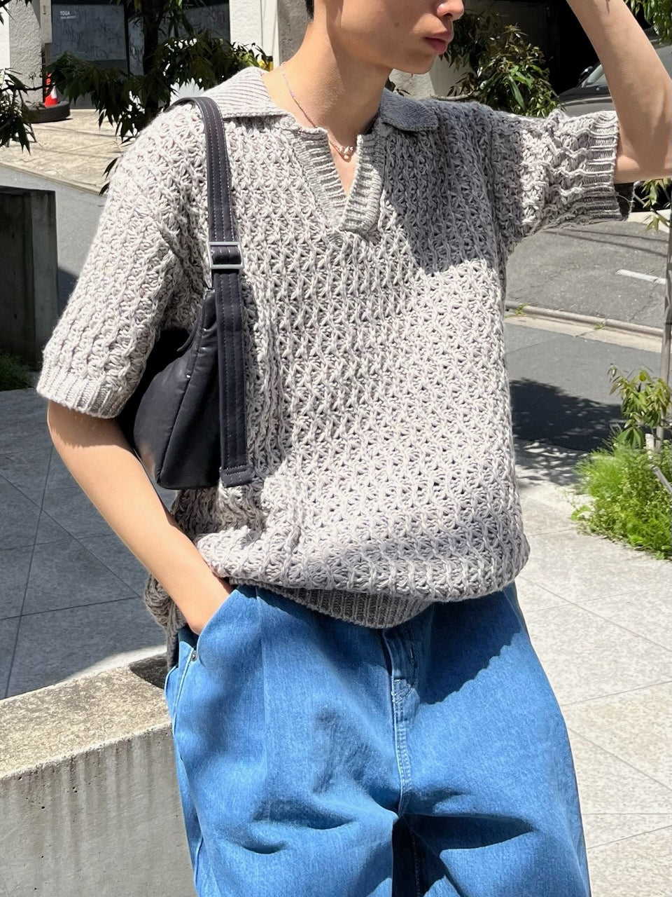 東京店WEB限定受注制【Chikashitsu +】skipper mesh knit polo (3color)