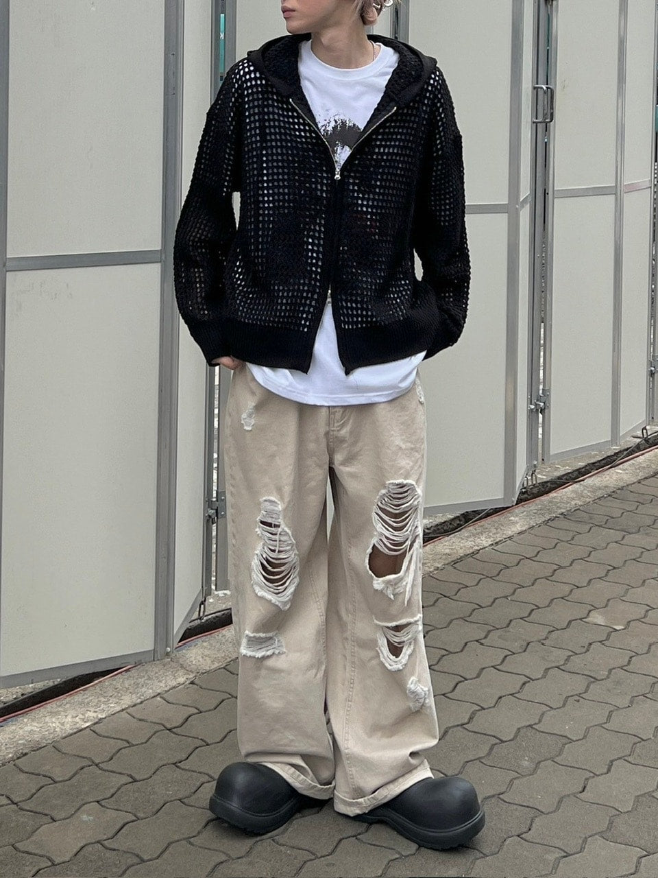受注制【Chikashitsu +】damage cotton volume pants