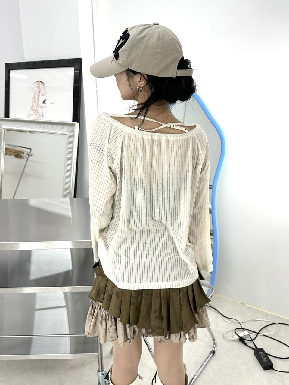 受注制【Never mind the XU】off shoulder mesh tops (2color)