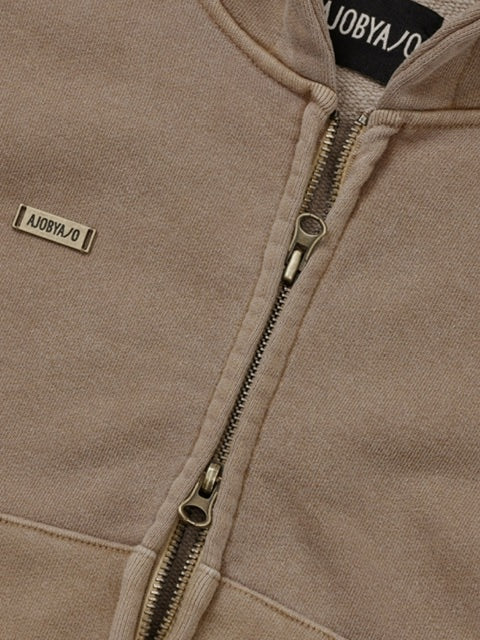 【AJOBYAJO】Vintage Pigment Zip-Up Hoodie