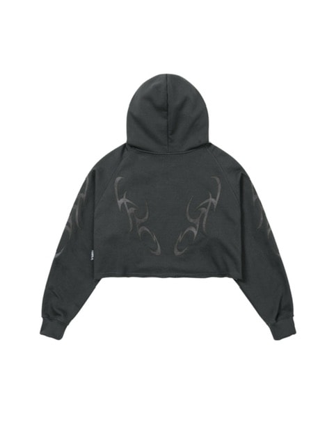 【AJOBYAJO】Tribal AJO Applique Cropped Hoodie