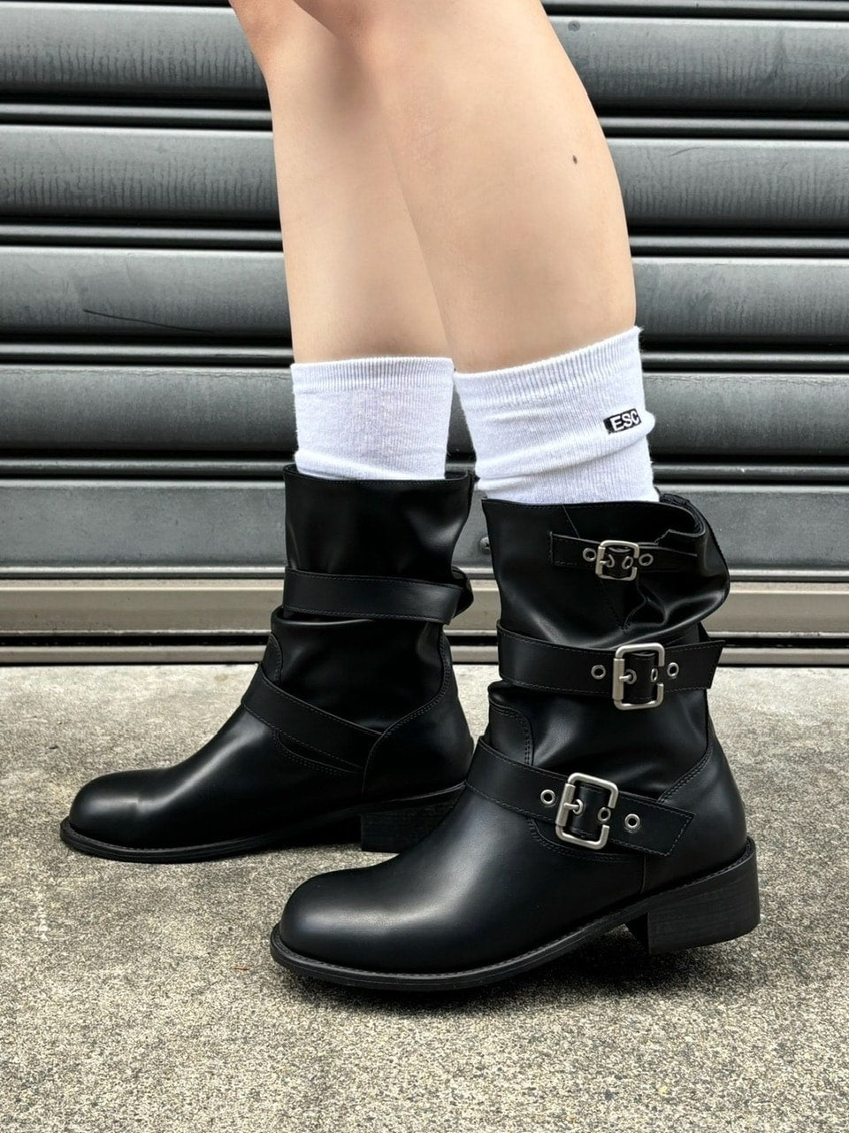 受注制【OaKS】belt strap middle boots