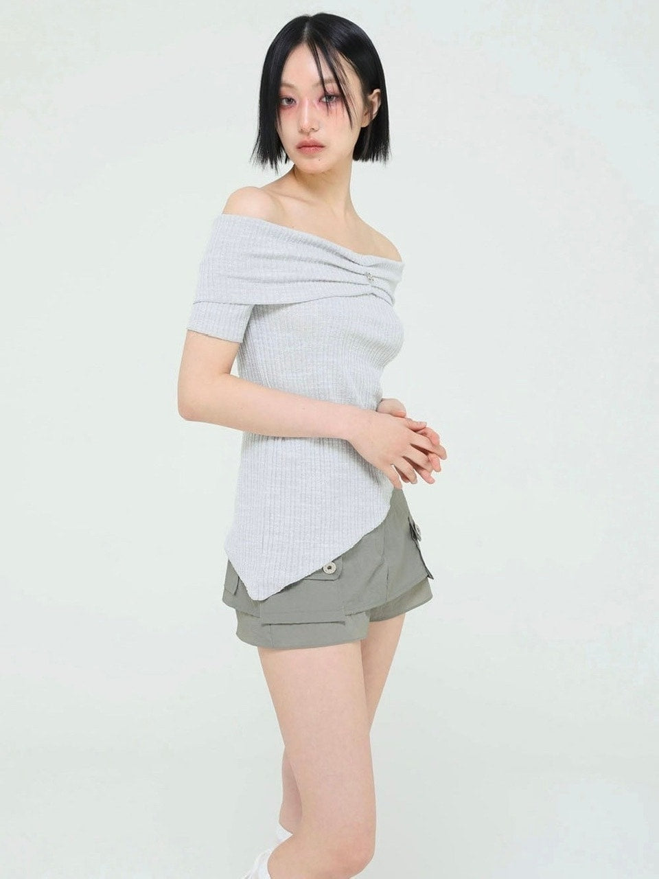 【Uglyshadow】UNBALANCED KNIT OFF SHOULDER