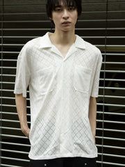 東京店WEB限定受注制【Chikashitsu +】argyle knit open color shirt (3color)