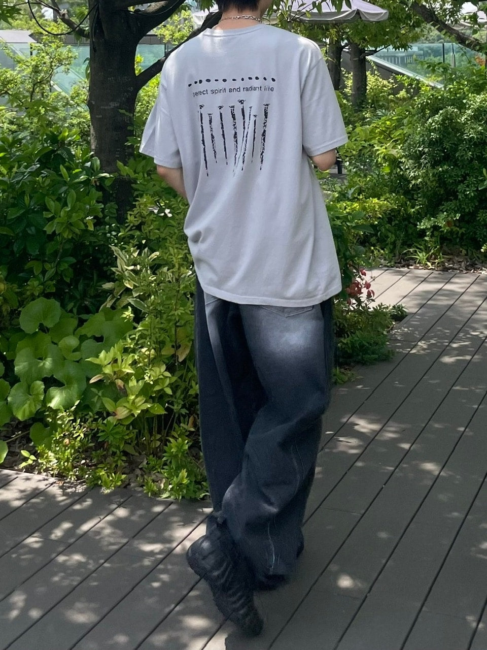 受注制【Chikashitsu +】nail back print t-shirt (3color)