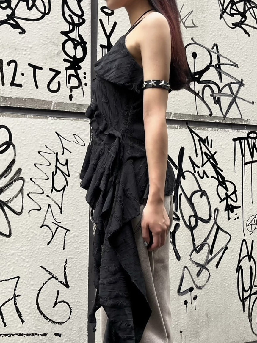 受注制【Never mind the XU】damage frill sleeveless (3color)
