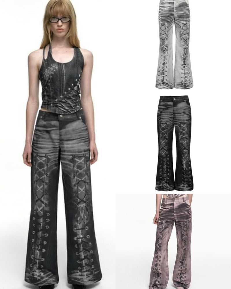 【NACHE】RACE UP PRINTED PANTS
