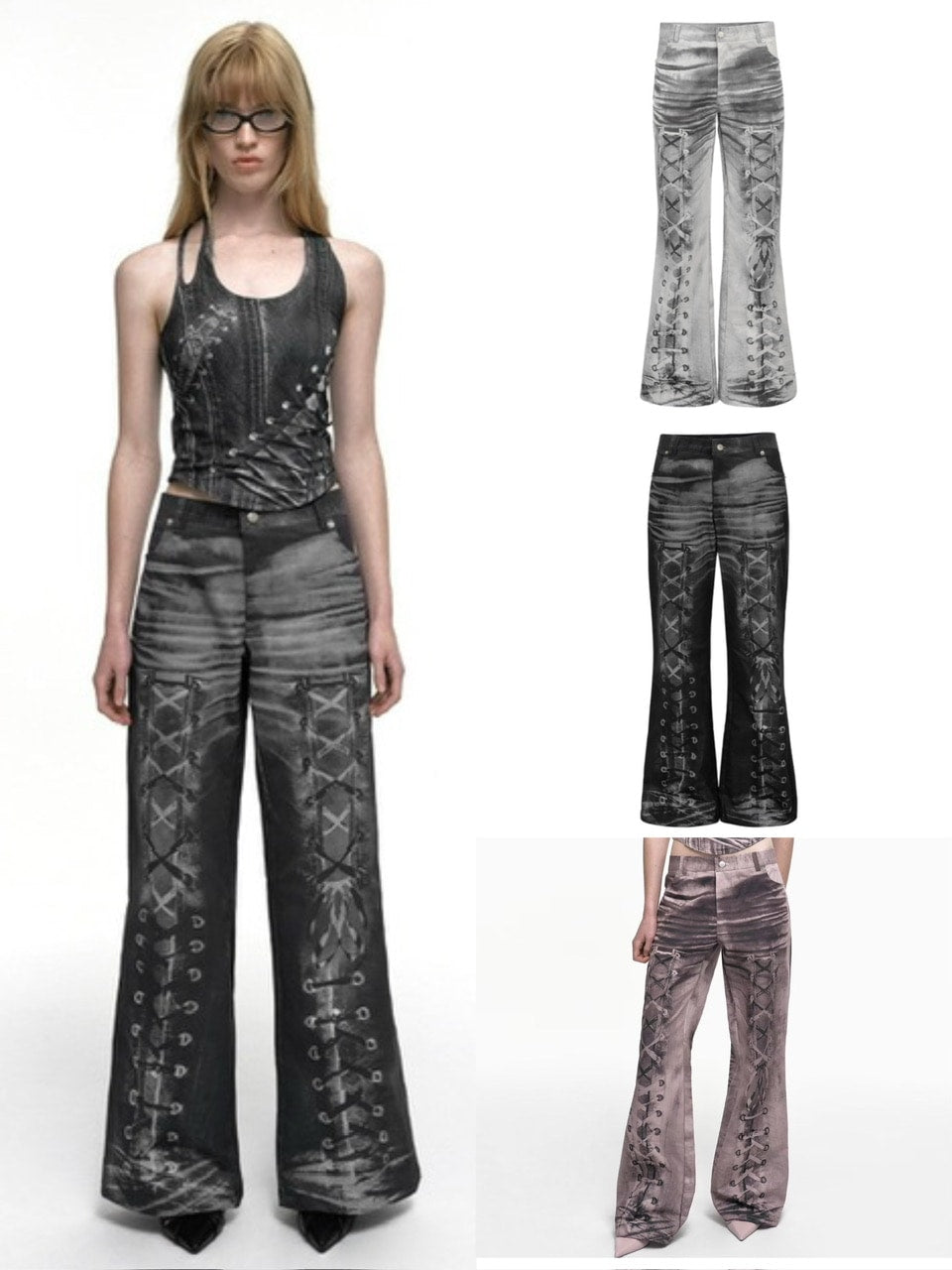 【NACHE】RACE UP PRINTED PANTS