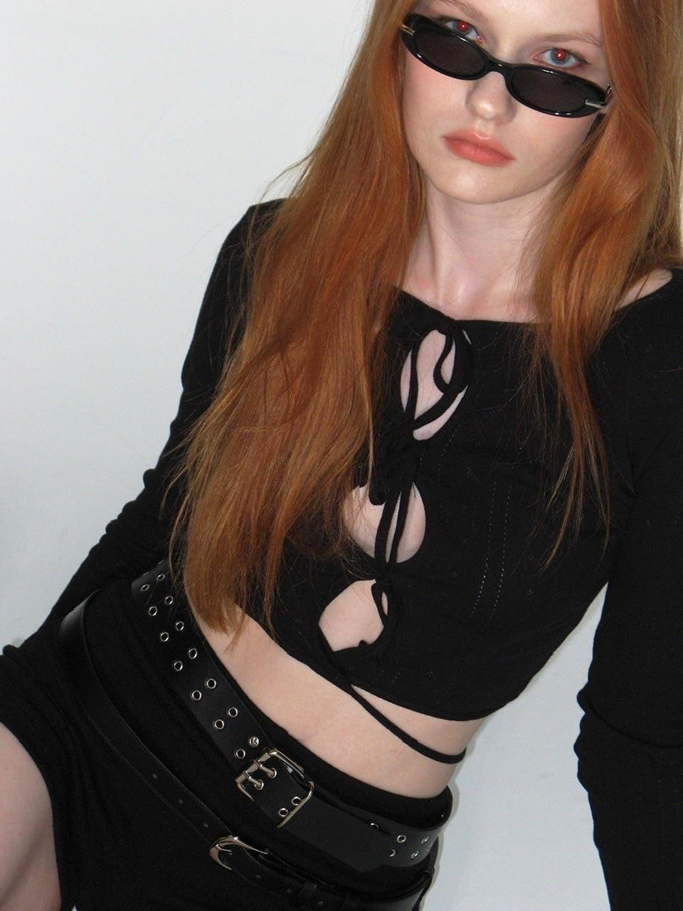 【CRANK】EYELET STRING CROP TOP